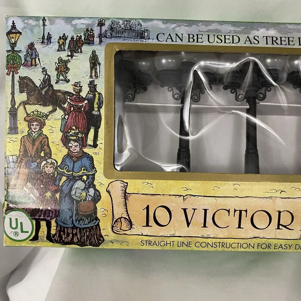 Vtg Kurt Adler 10 Victorian Street Light Set For Christmas Village or Tree NIB